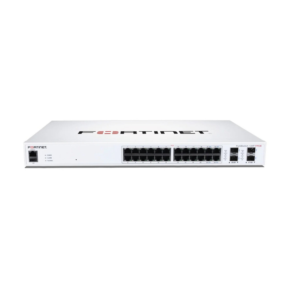 FortiSwitch 124F-FPOE, L2+, 24GbE POE, 4 SFP+, 370W, 3Y (FS-124F-FPOE)