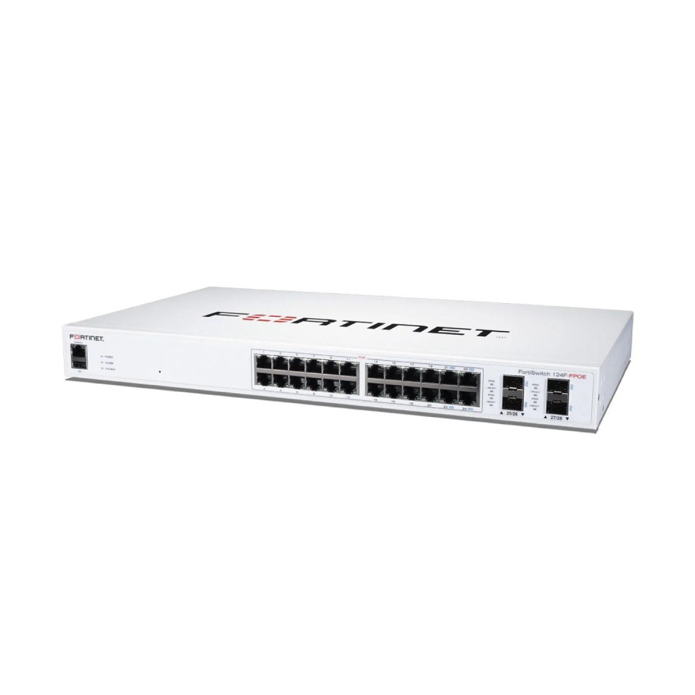 FortiSwitch 124F-FPOE, L2+, 24GbE POE, 4 SFP+, 370W, 3Y (FS-124F-FPOE)