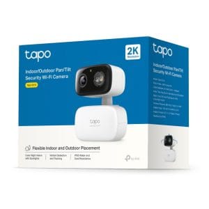 Cámara Tapo Wi-Fi 2K para interiores y exteriores, detección de movimiento, visión nocturna.