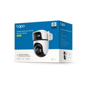 Cámara de seguridad exterior Tapo con doble lente, detección inteligente y seguimiento en tiempo rea.