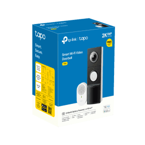 Campana de video inteligente Tapo con cámara 2K, Wi-Fi y audio en vivo.