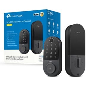 Cerradura inteligente Tapo con teclado numérico y Deadbolt para seguridad y control remoto.