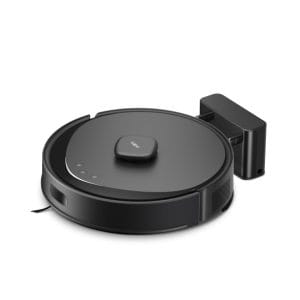 Robot aspirador inteligente con mopa y navegación láser para limpieza eficiente.