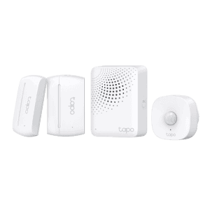 Sistema de seguridad inteligente Tapo con sensores y alarma para protección del hogar.