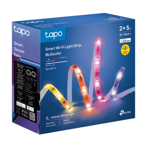 Tira de luz LED inteligente Tapo, multicolor, Wi-Fi, control remoto y compatible con Apple Home.