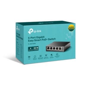 Switch TP-Link de 5 puertos Gigabit con PoE+ para redes empresariales.