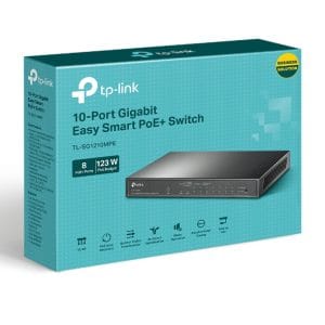 Puente switch PoE+ de 10 puertos, fácil de usar, para redes empresariales.
