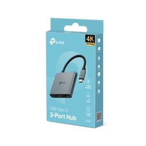 Concentrador USB Type-C con 3 puertos para conexión rápida y eficiente.