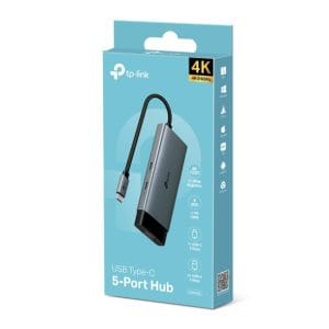 Concentrador USB Tipo-C 5 puertos para conexión rápida y transmisión 4K.