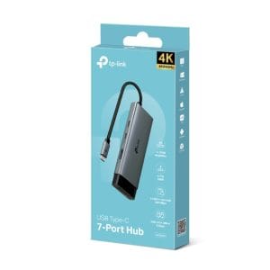 Concentrador USB Type-C con 7 puertos para conexión rápida y eficiente. Compatible con dispositivos.