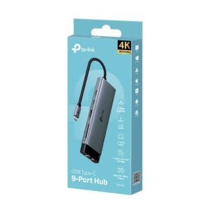 Concentrador USB Type-C con 9 puertos para expansión de conexiones y transferencia de datos rápida.